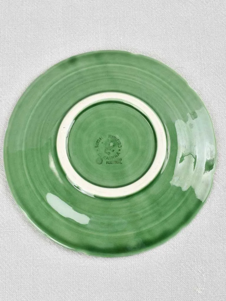12 vintage barbotine cabbage leaf plates 8¾"