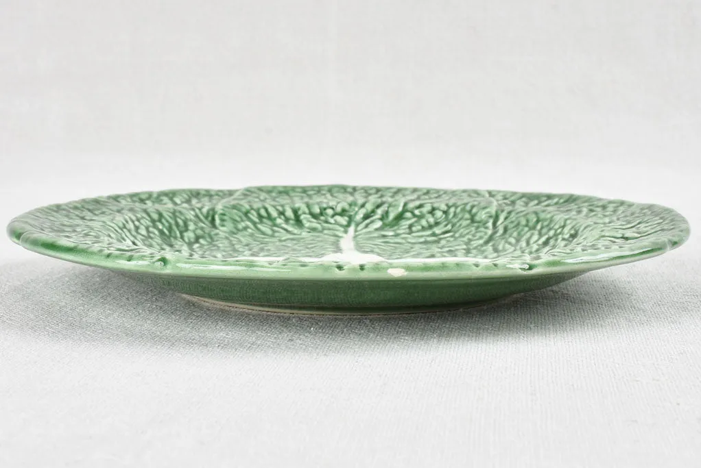 12 vintage barbotine cabbage leaf plates 8¾"