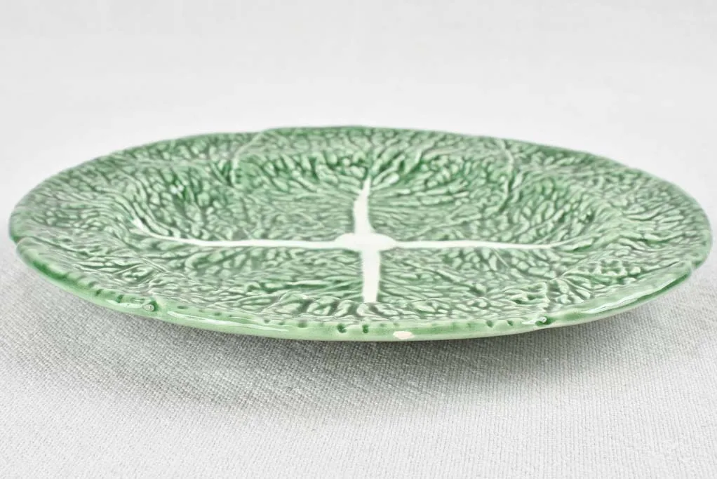 12 vintage barbotine cabbage leaf plates 8¾"