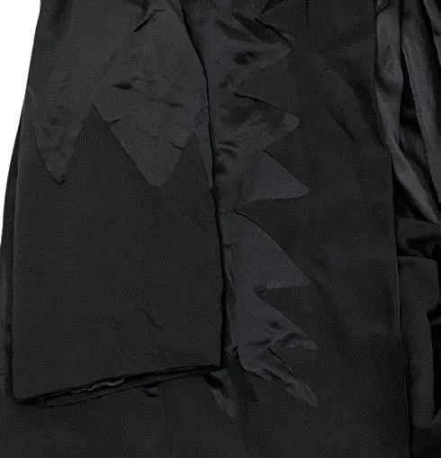 1930's Antique Satin With Real Fur Coat Long Black SKU 000333-7