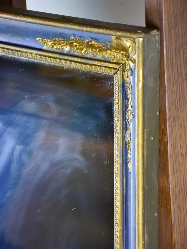 19th Century French mirror with blue and gold frame 19¼" x 22½"