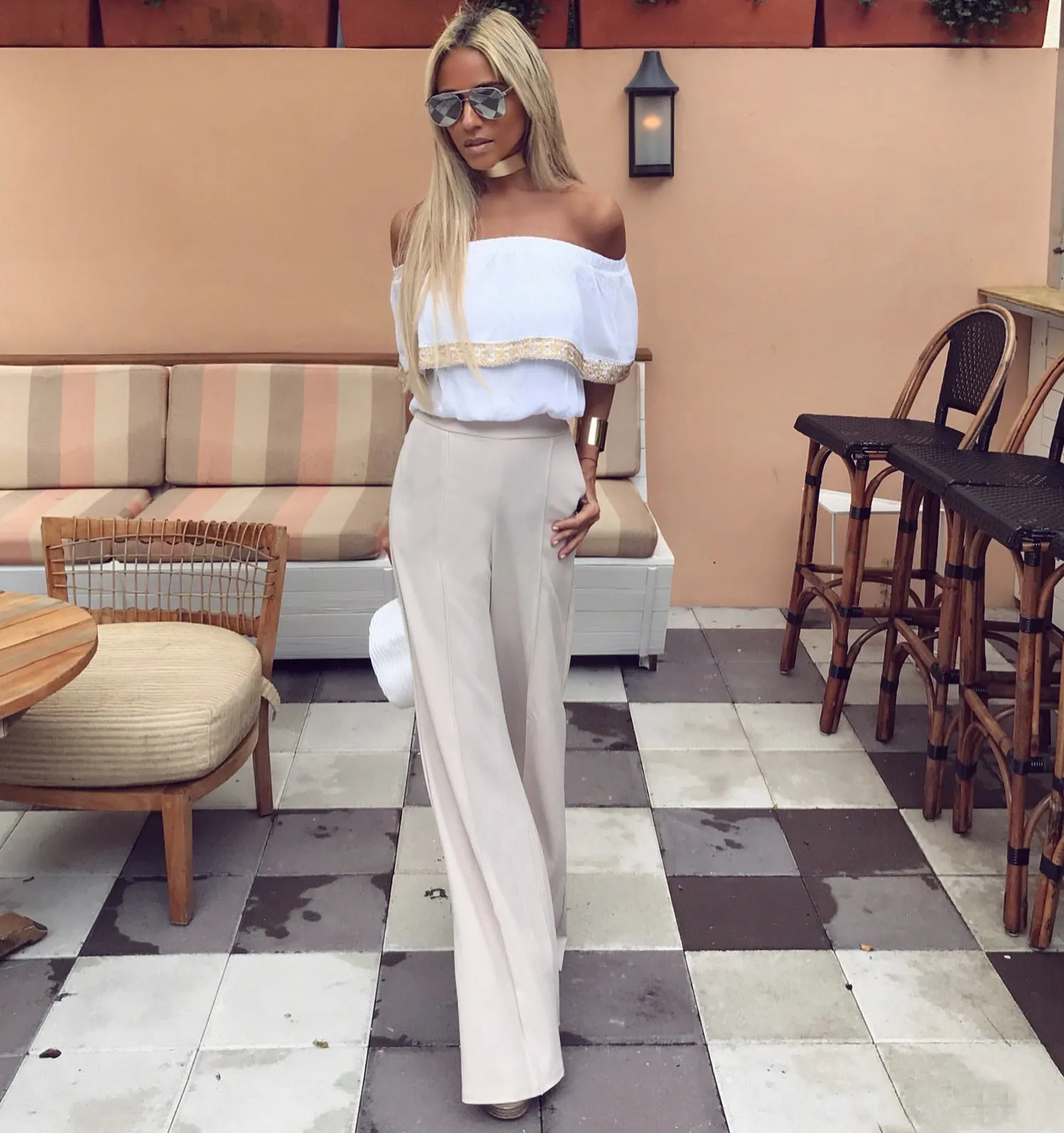 4.0 White & Taupe two piece set - The Milan