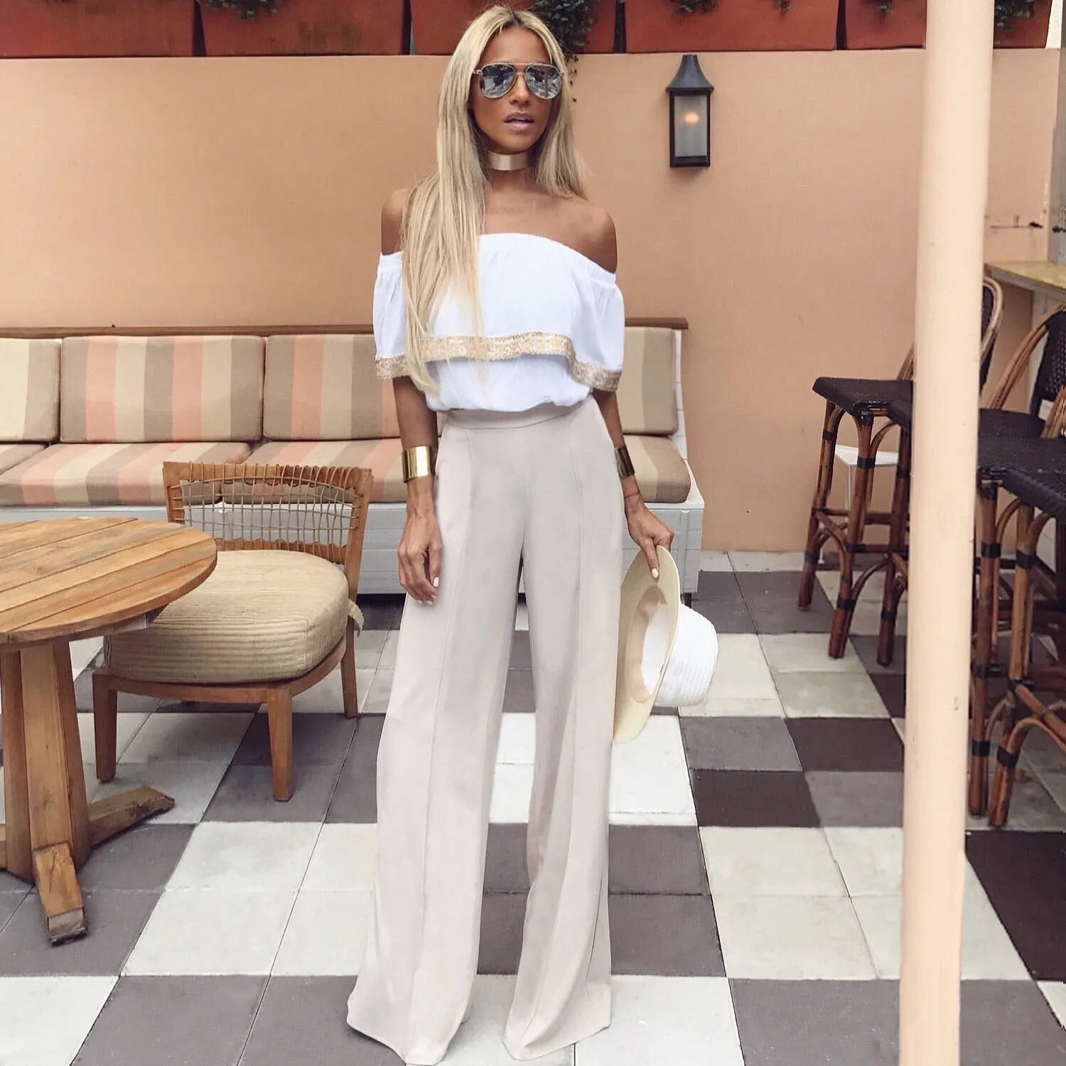 4.0 White & Taupe two piece set - The Milan