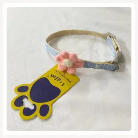A a Pets' Crochet Flower Adjustable Cat Collar, Soft Handmade - Pink