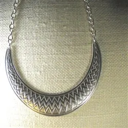 Affordable Silver Bib Necklace with Large Tribal Focus