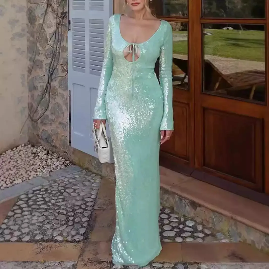 Amozae-Christmas Outfits New Year's Eve Dress Night Out Club Dresses cute winter outfits Charvi Sequin Maxi Dress