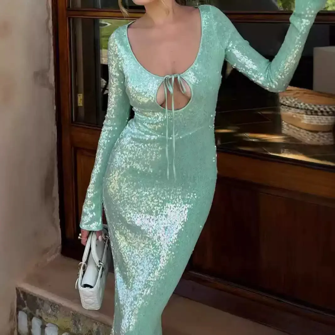 Amozae-Christmas Outfits New Year's Eve Dress Night Out Club Dresses cute winter outfits Charvi Sequin Maxi Dress