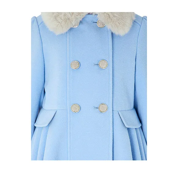 Aurora Light Blue Faux Fur Trench Coat