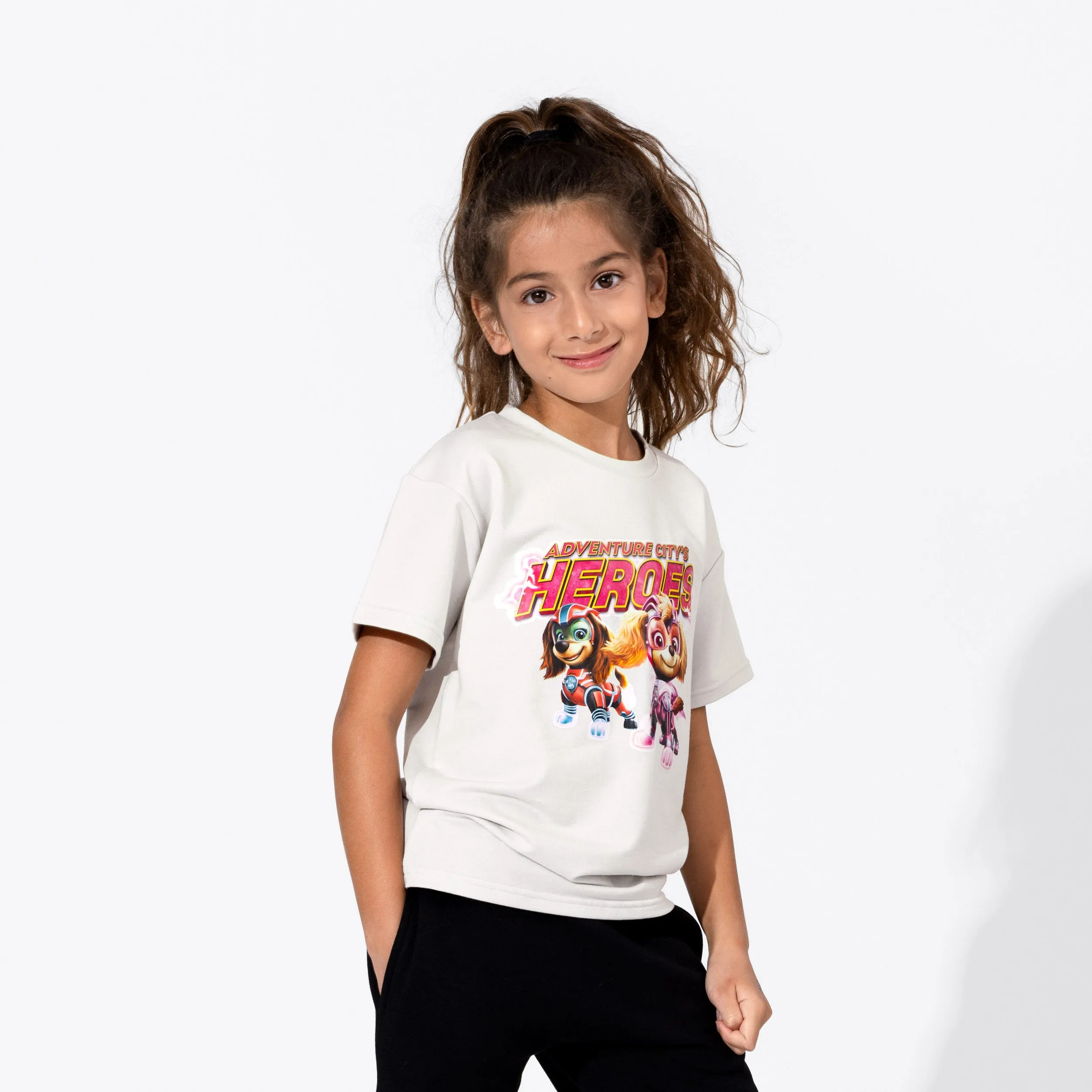 Bellabu Bear Bamboo Blended French Terry Short Sleeve Tee *OVERSIZED FIT* - PAW Patrol Mighty Movie Girl Pups