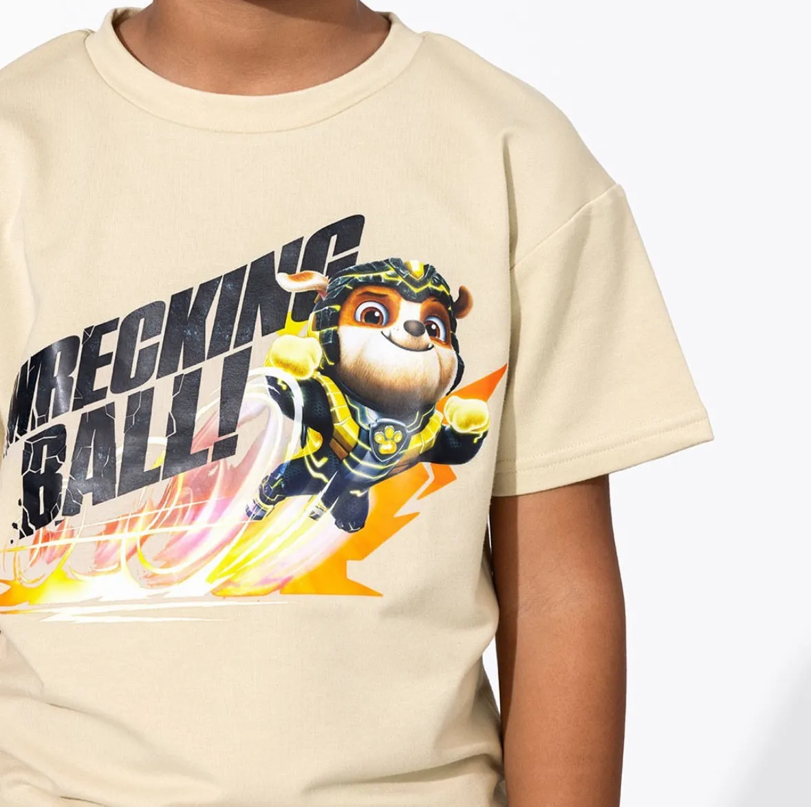 Bellabu Bear Bamboo Blended French Terry Short Sleeve Tee *OVERSIZED FIT* - PAW Patrol Mighty Movie Rubble