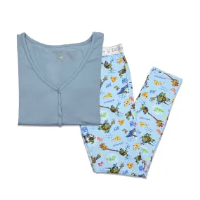 Bellabu Bear Women's 2 piece Short Sleeve PJ Set - Teenage Mutant Ninja Turtles Mutant Mayhem