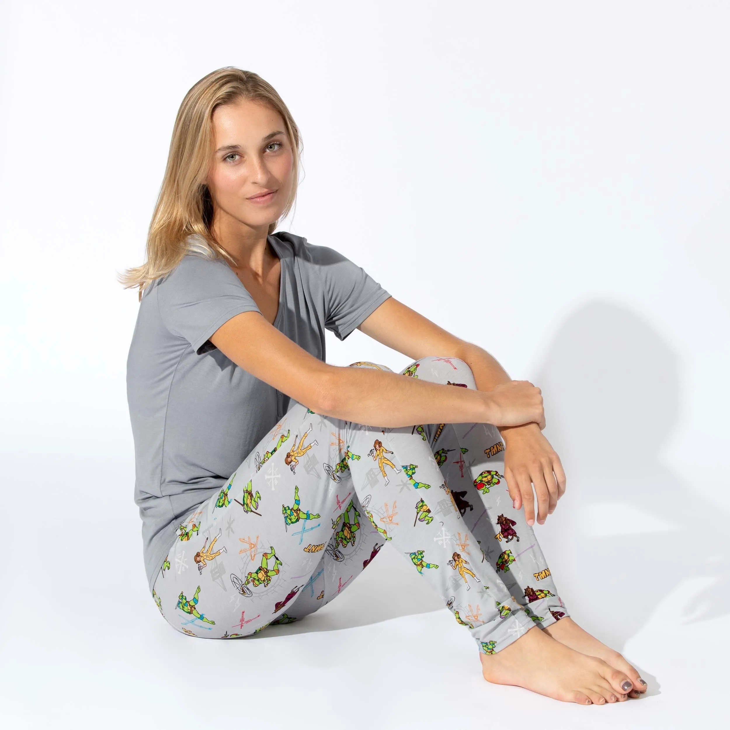 Bellabu Bear Women's 2 piece Short Sleeve PJ Set - Teenage Mutant Ninja Turtles Retro