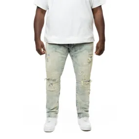 Big and Tall - Patch Washed Jeans - Mojave Blue