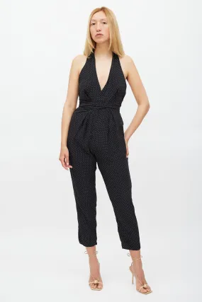 Black & White Polka Dot Halter Neck Jumpsuit