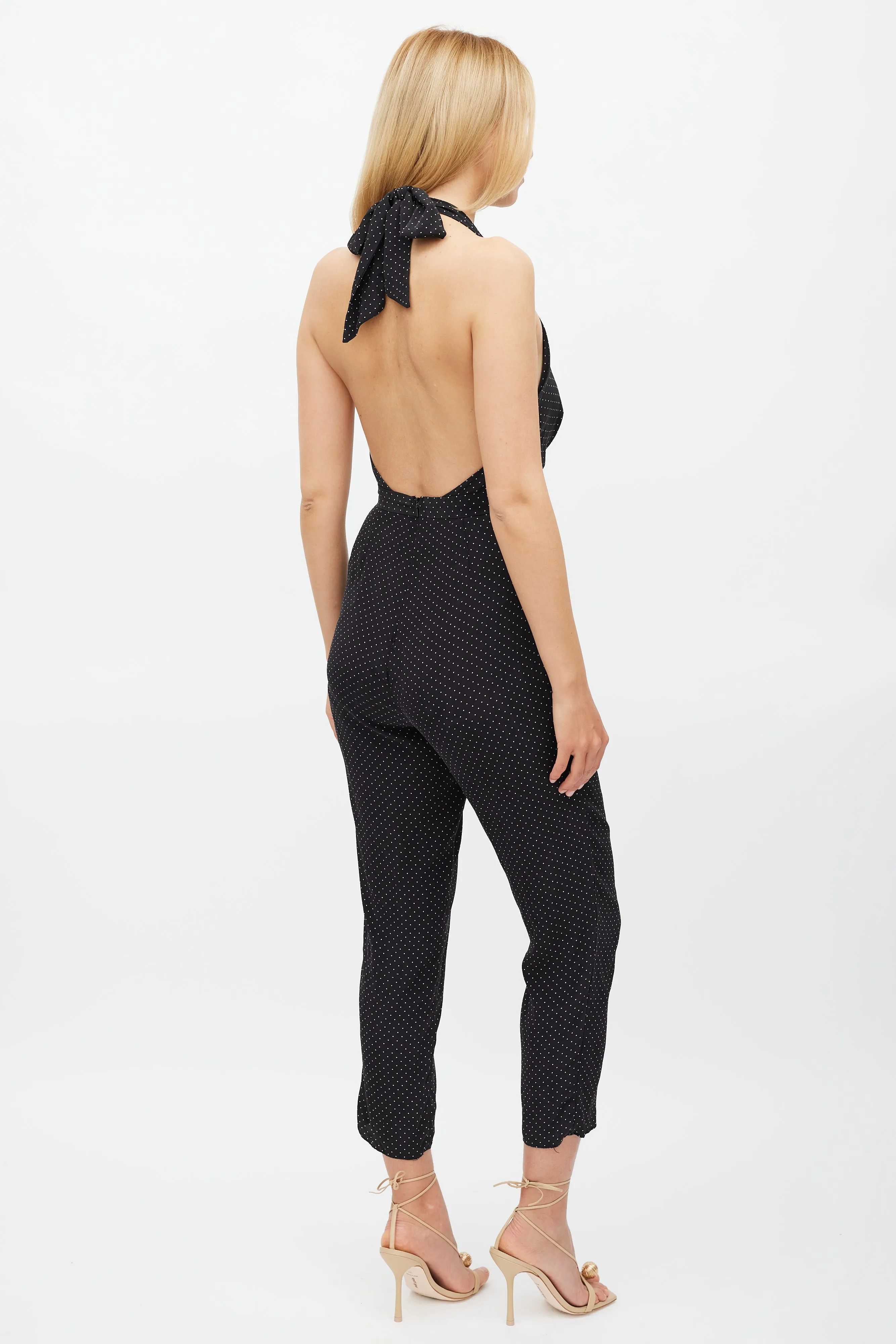 Black & White Polka Dot Halter Neck Jumpsuit