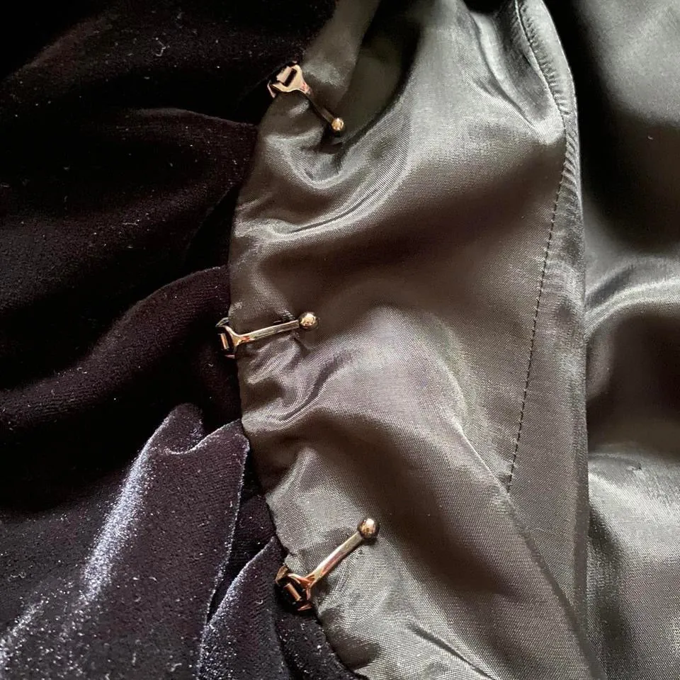 Black velvet ruffle evening jacket UK 10-12