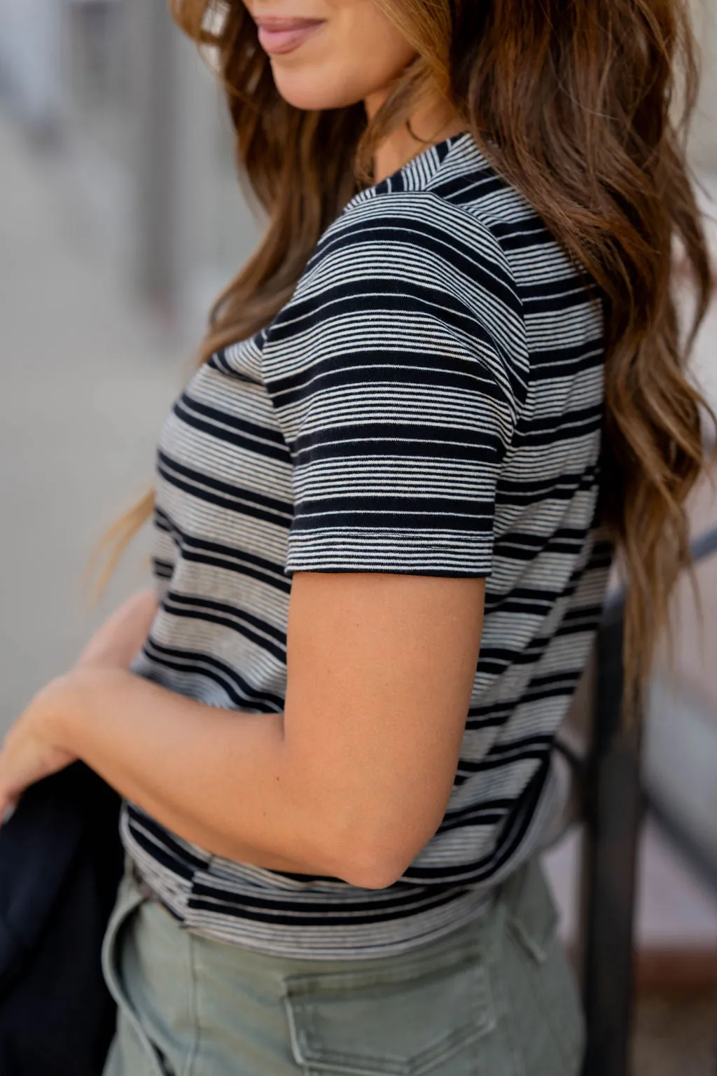 Blocked Stripes Solid Trim Tee