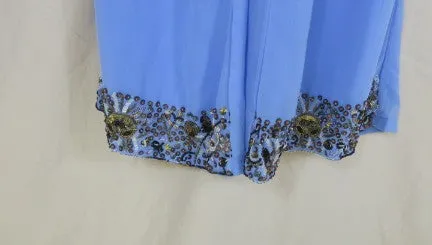 Blue Periwinkle Black Sequin Short Sleeve India Pants Tunic 2 Piece Set