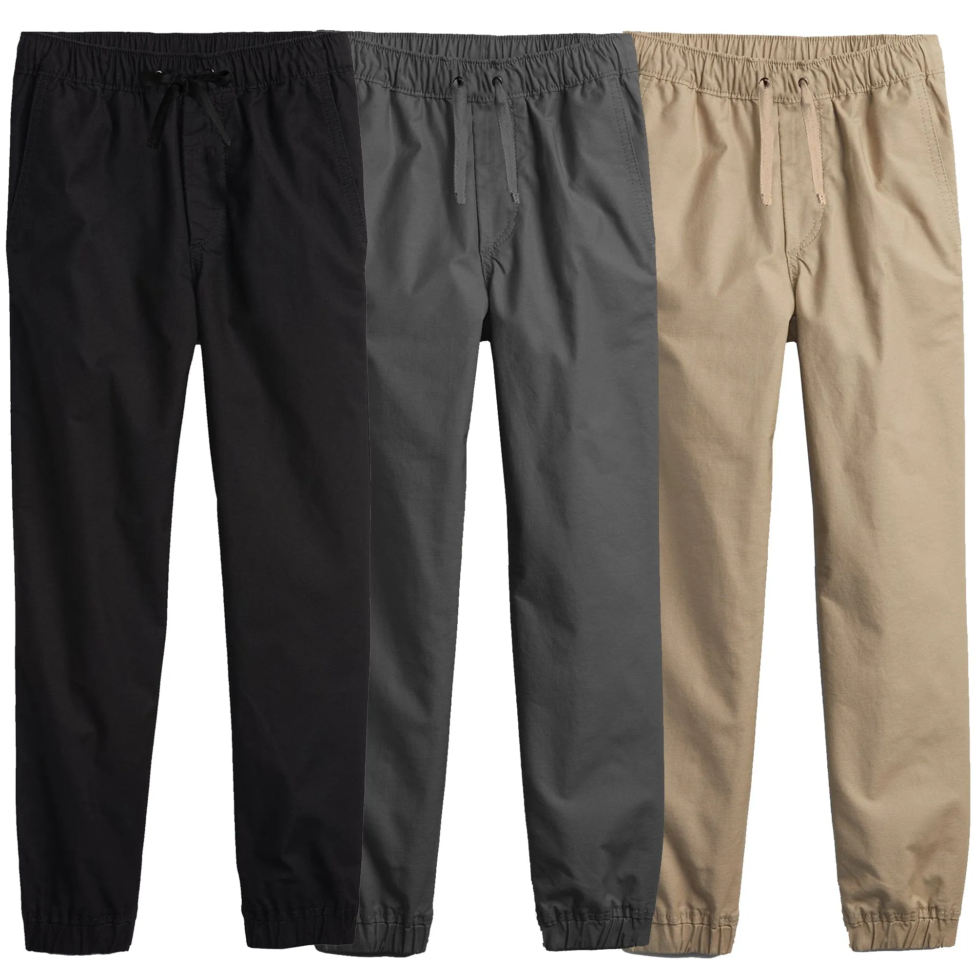 Boy's 3-Pack Slim Fitting Cotton Stretch Classic Twill Joggers