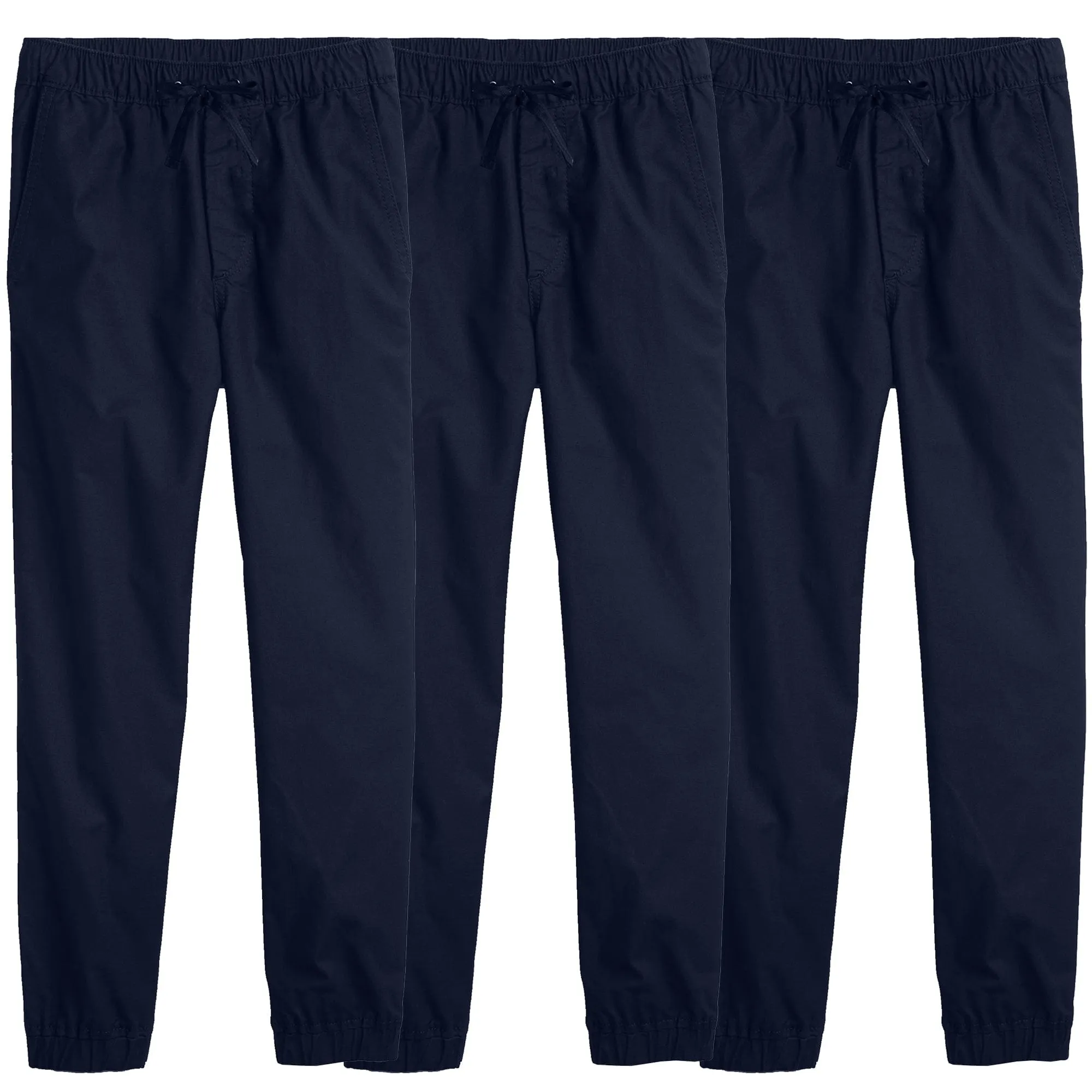Boy's 3-Pack Slim Fitting Cotton Stretch Classic Twill Joggers