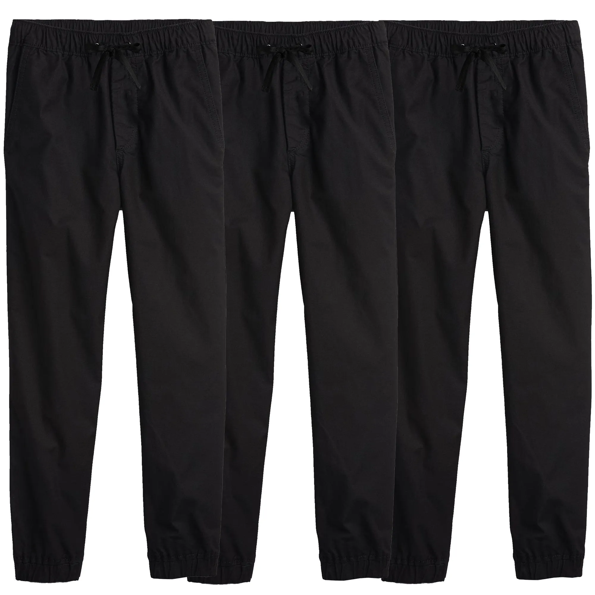 Boy's 3-Pack Slim Fitting Cotton Stretch Classic Twill Joggers