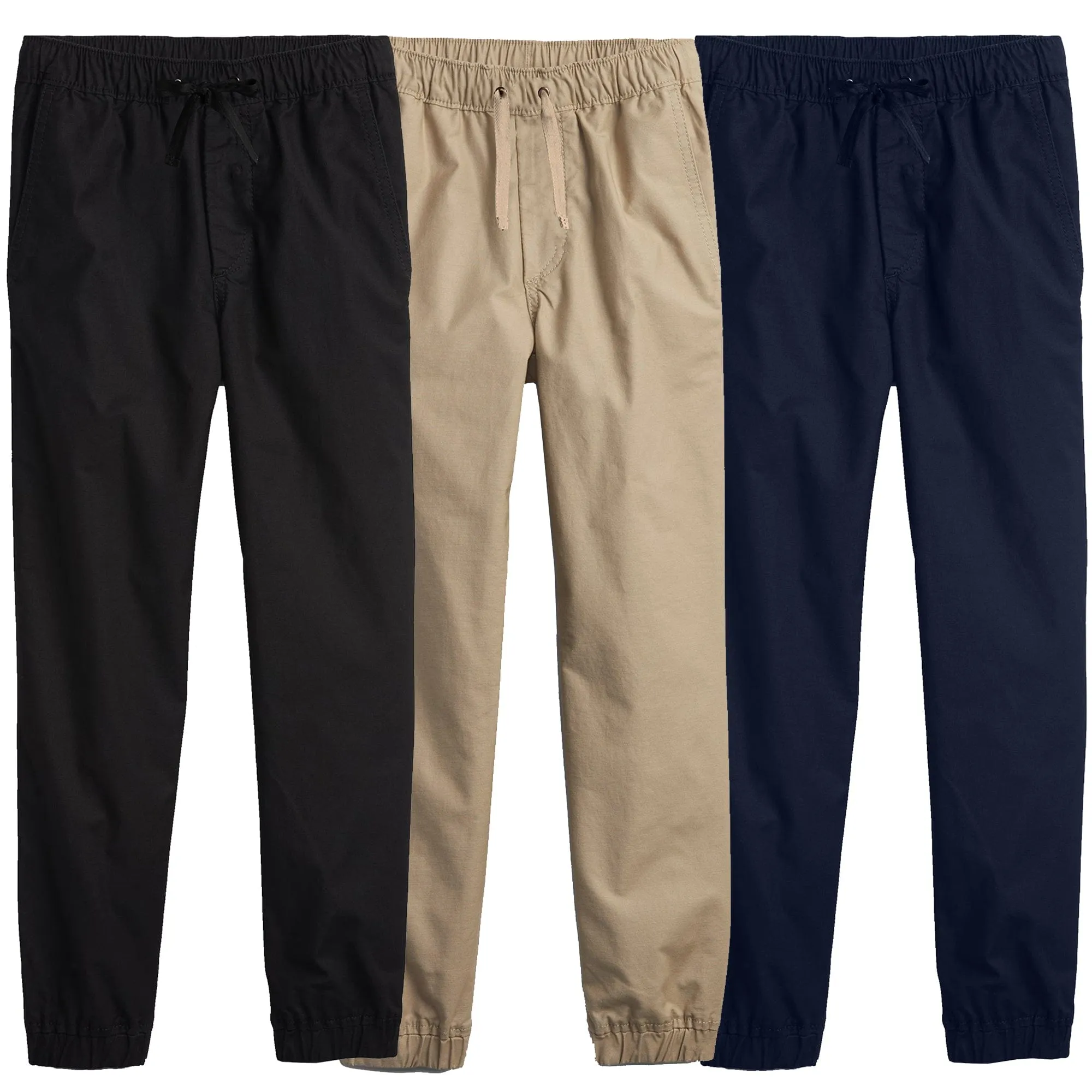Boy's 3-Pack Slim Fitting Cotton Stretch Classic Twill Joggers