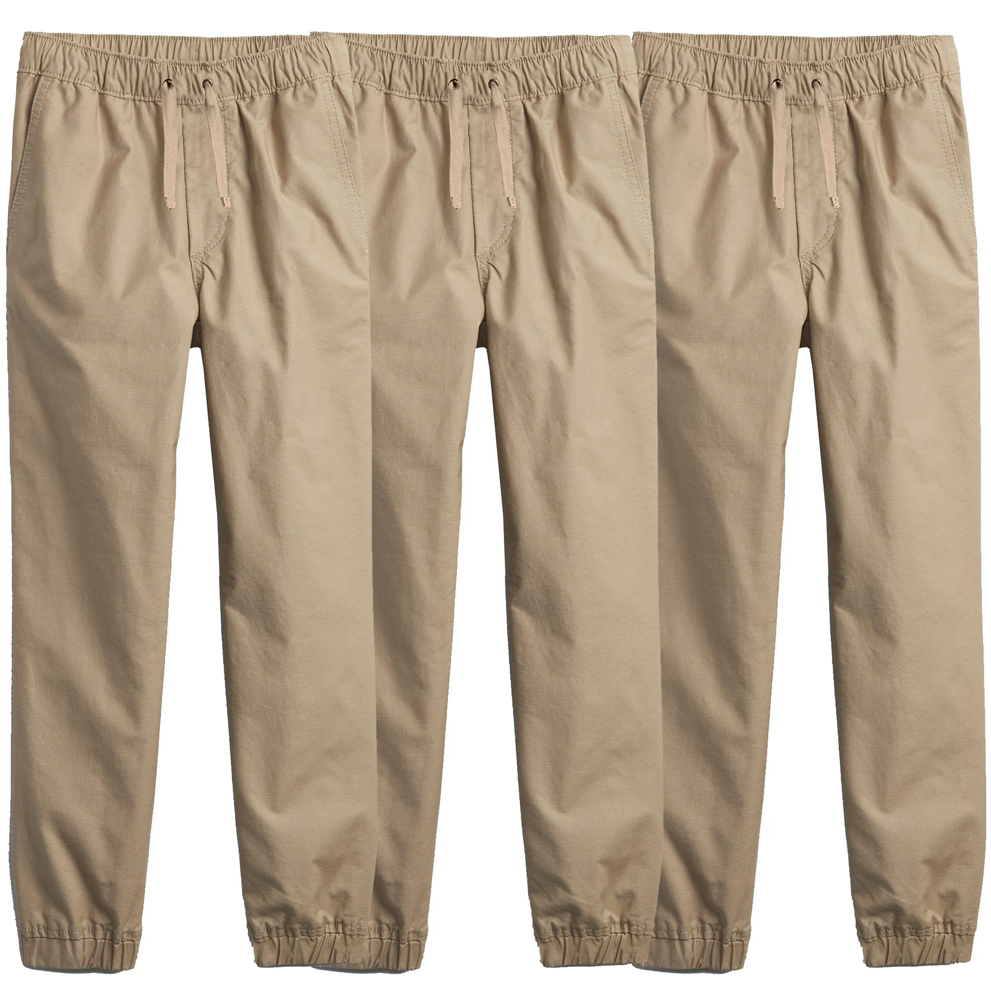 Boy's 3-Pack Slim Fitting Cotton Stretch Classic Twill Joggers