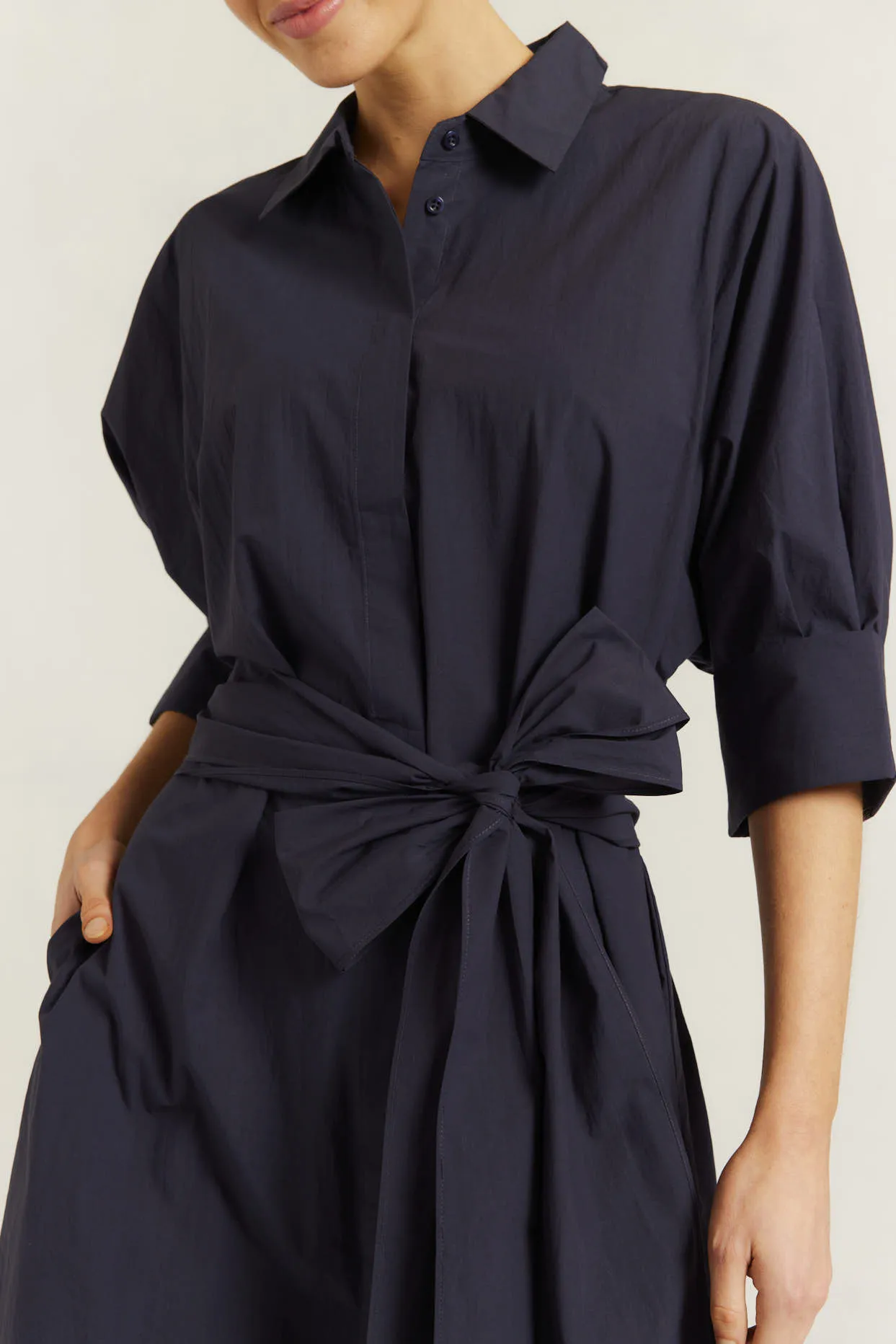 Briar Pima Cotton Dress in Navy