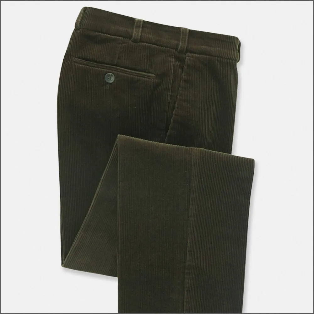 Brook Taverner Ellroy Olive Cord Trousers--
