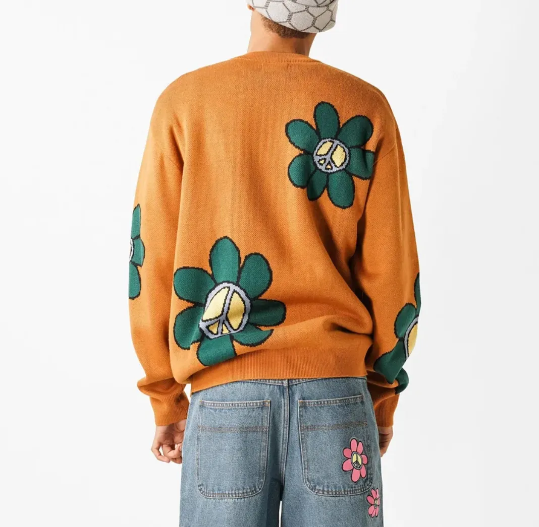 BUTTER GOODS FLOWER KNIT SWEATER RUST