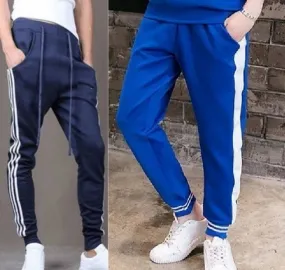 Classy Multicoloured Cotton Blend Slim Solid Knit Jogger For Men (Combo Of 2)