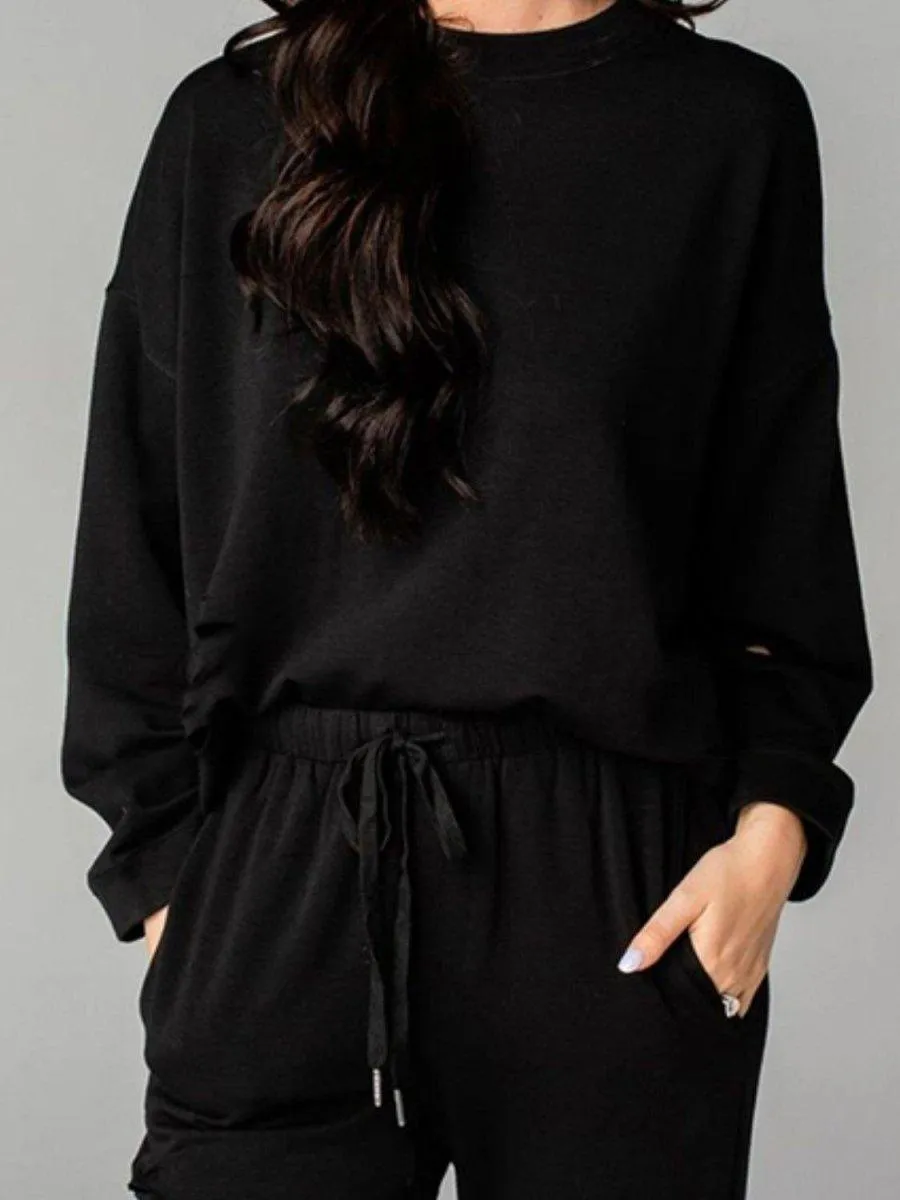 Cozy Up Distressed Sweatshirt and Joggers Set