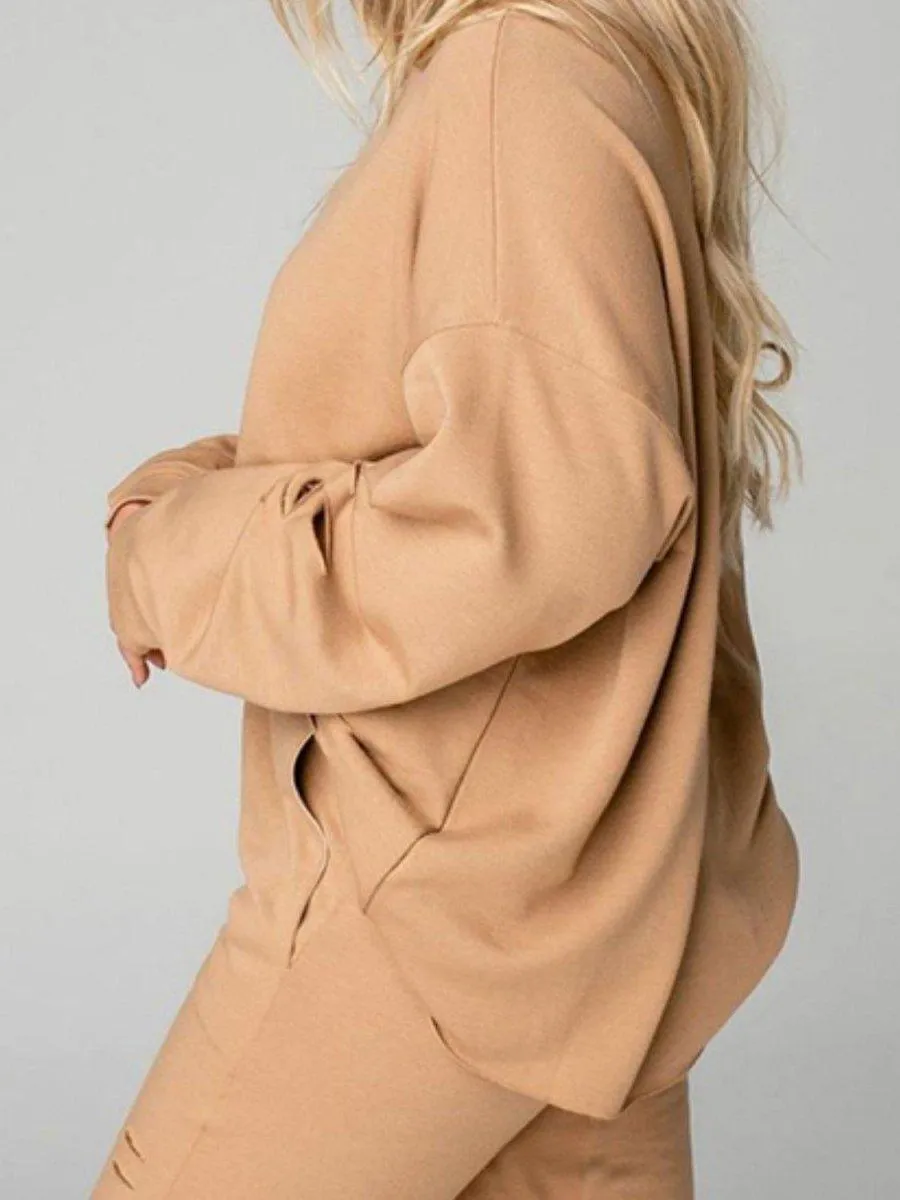 Cozy Up Distressed Sweatshirt and Joggers Set