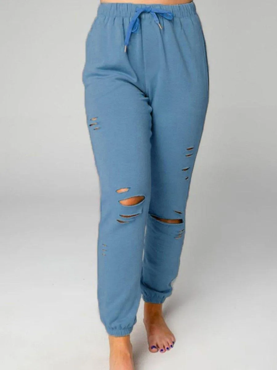 Cozy Up Distressed Sweatshirt and Joggers Set