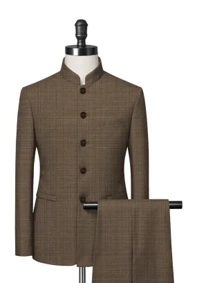 Dark Fawn Mandarin Collar Suit