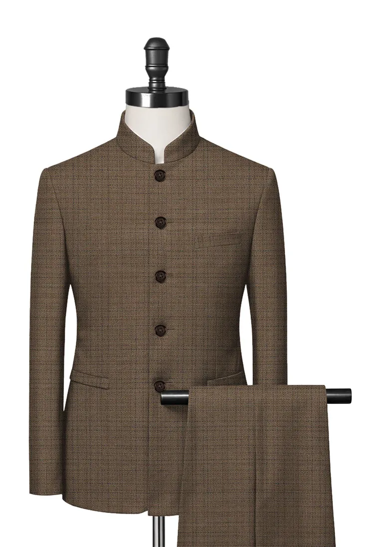 Dark Fawn Mandarin Collar Suit