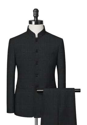 Dark Grey Mandarin Collar Suit