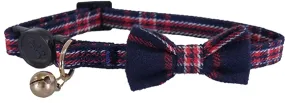 DESIGNER NAVY & RED TARTA CAT COLAR