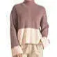 ELAN - Jolene Colorblock Sweater - Plum/Cream Combo