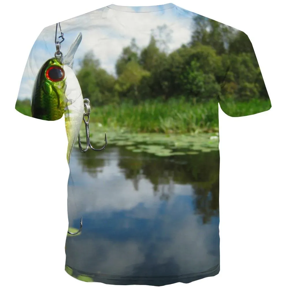 fishing T shirts Men fish Tshirt Anime lake Shirt Print Short Sleeve Punk Rock