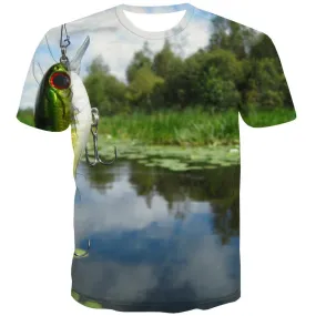 fishing T shirts Men fish Tshirt Anime lake Shirt Print Short Sleeve Punk Rock
