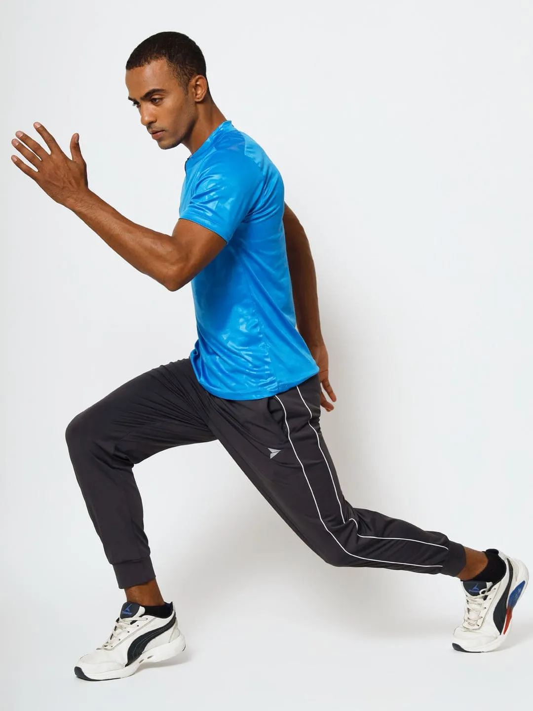 FITINC Slim Fit Dark Grey Jogger for Men with Double Piping & Zip Pockets
