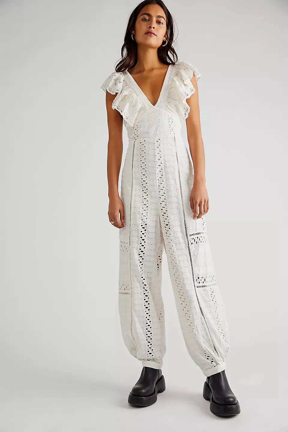 Free People Mikayla Jumpsuit in Ivory
