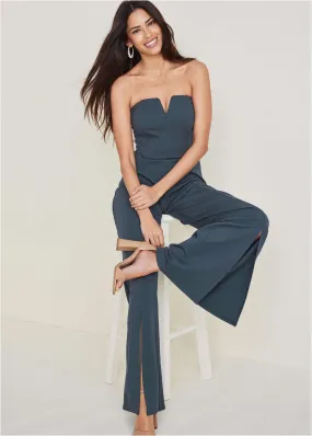 Front Slit Jumpsuit  - Navy