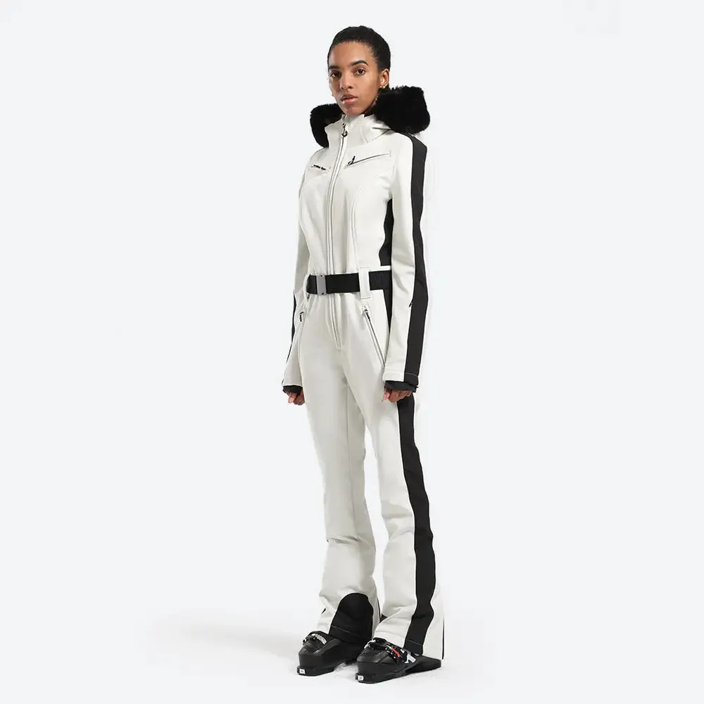 Fur Collar One-piece Ski Snow Jumpsuit Hooded Ski Outwear