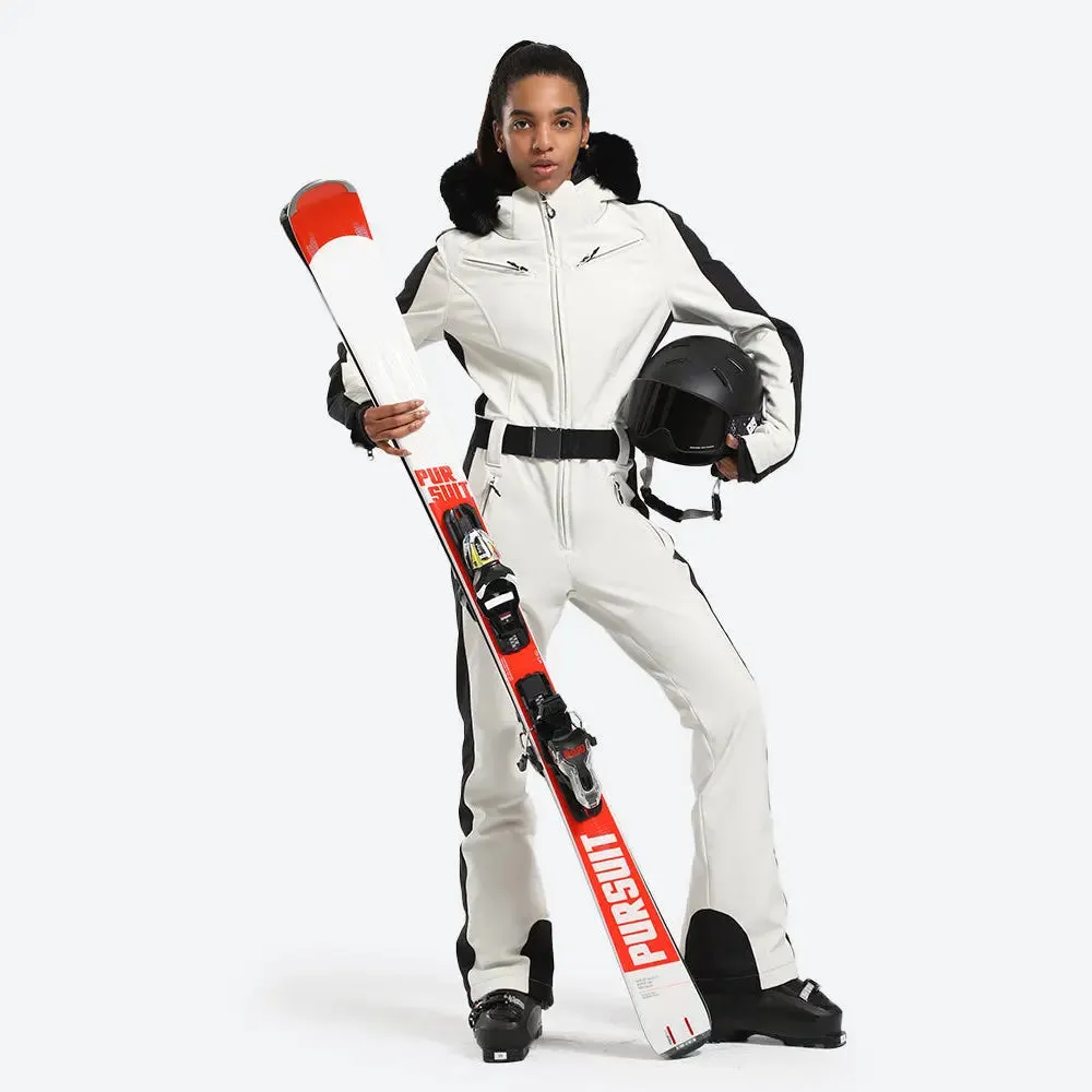 Fur Collar One-piece Ski Snow Jumpsuit Hooded Ski Outwear