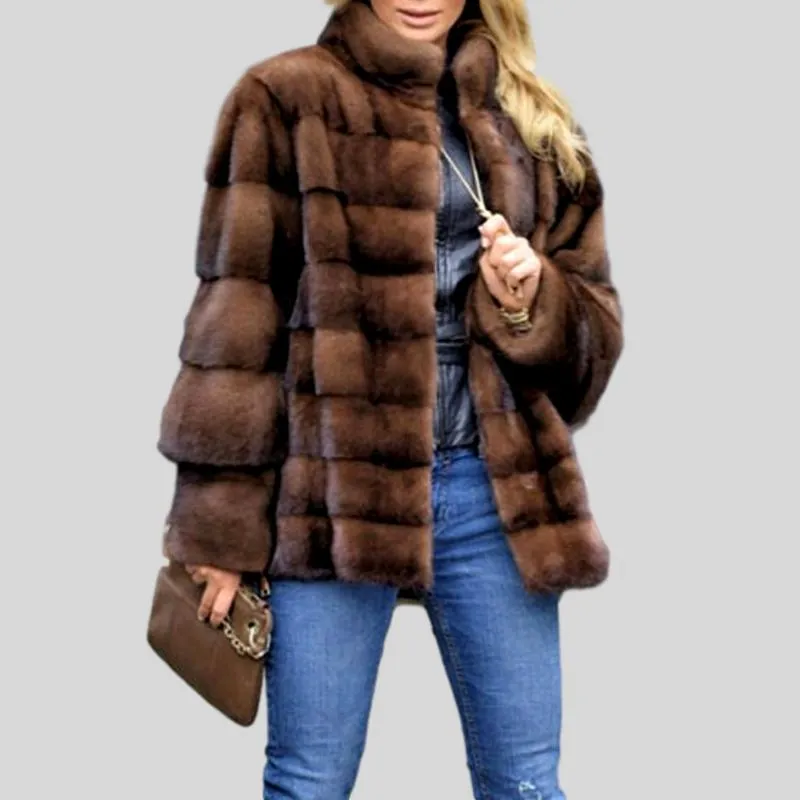 Genuine Mink Fur Stand Collar Jacket