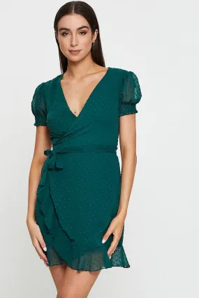 Green Wrap Dress Mini