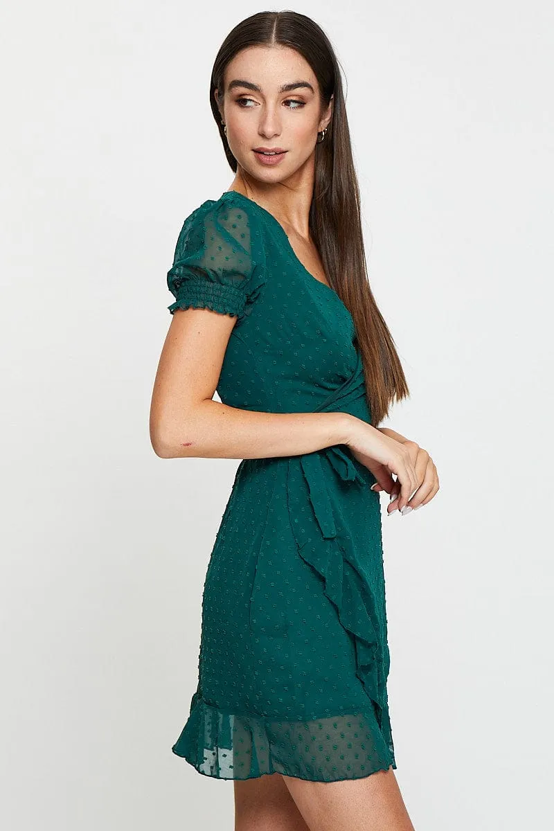 Green Wrap Dress Mini