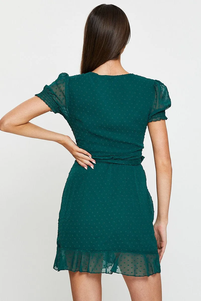 Green Wrap Dress Mini